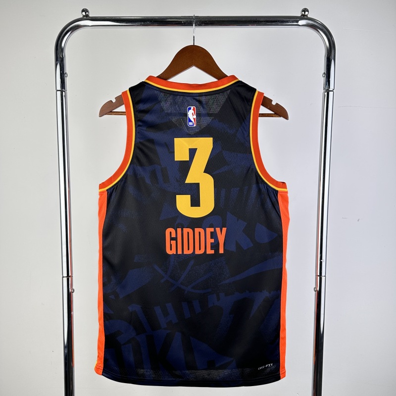 【 NBA 】Oklahoma City Thunder season 2024 GIDDEY Team Jersey NO.3 – City Edition