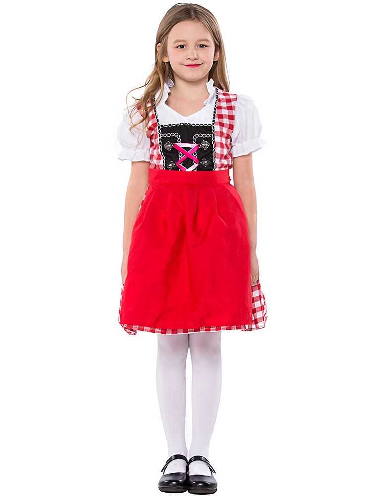 Wholesale Traditional German Dirndl - Red Checkered Dress