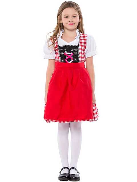 Wholesale Traditional German Dirndl - Red Checkered Dress