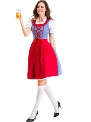 Wholesale Bavarian Outfit Female - Blue Gingham Oktoberfest Dirndl Costume