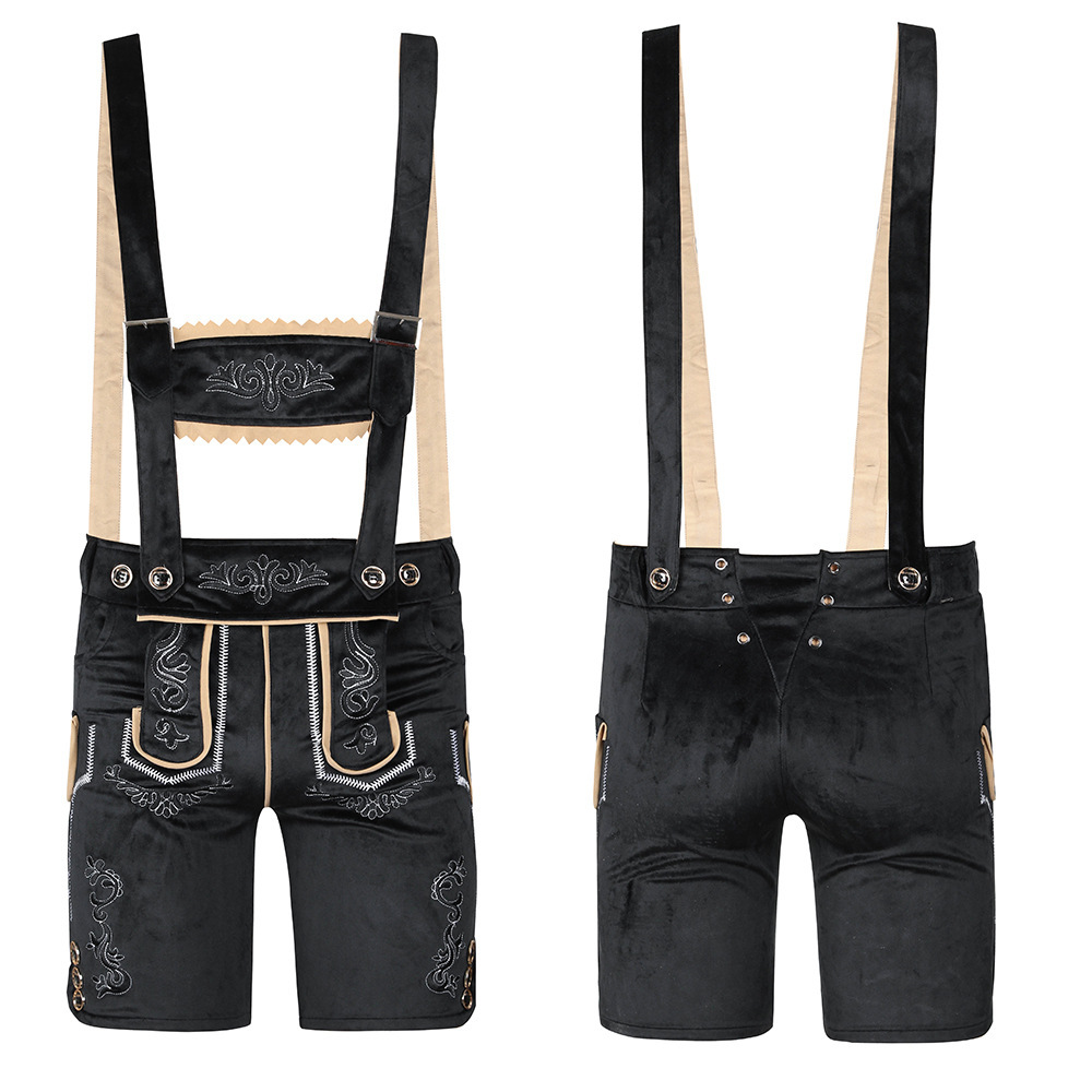 Wholesale Oktoberfest & Halloween Costumes for Adults - Brown/Black Suspender Shorts & Checkered Shirts | Festival Costumes Wholesale