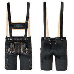 Wholesale Oktoberfest & Halloween Costumes for Adults - Brown/Black Suspender Shorts & Checkered Shirts | Festival Costumes Wholesale