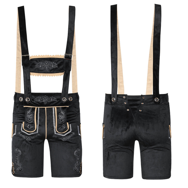 Wholesale Oktoberfest & Halloween Costumes for Adults - Brown/Black Suspender Shorts & Checkered Shirts | Festival Costumes Wholesale