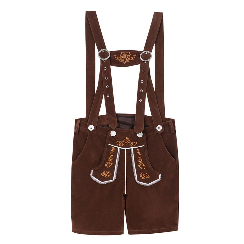 Wholesale Oktoberfest & Halloween Costumes for Adults - Brown/Black Suspender Shorts & Checkered Shirts | Festival Costumes Wholesale