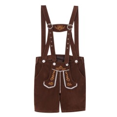 Wholesale Oktoberfest & Halloween Costumes for Adults - Brown/Black Suspender Shorts & Checkered Shirts | Festival Costumes Wholesale
