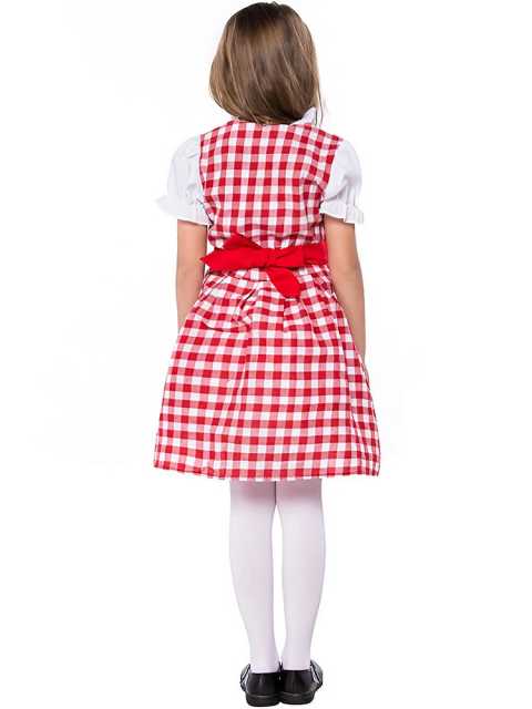 Wholesale Traditional German Dirndl - Red Checkered Dress