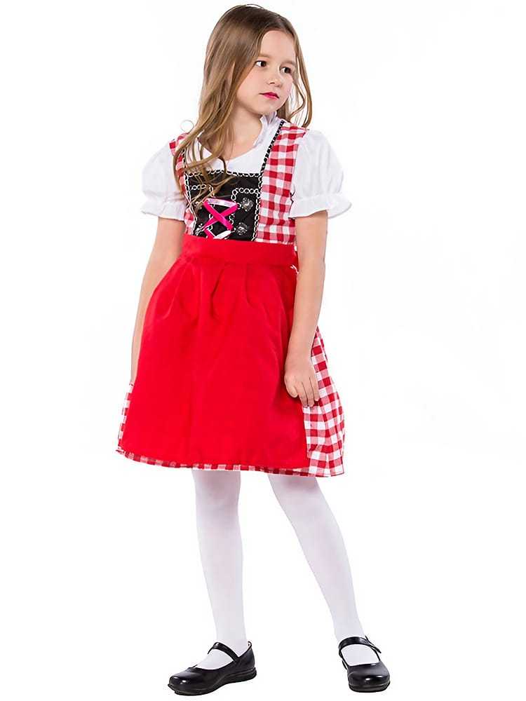 Wholesale Traditional German Dirndl - Red Checkered Dress