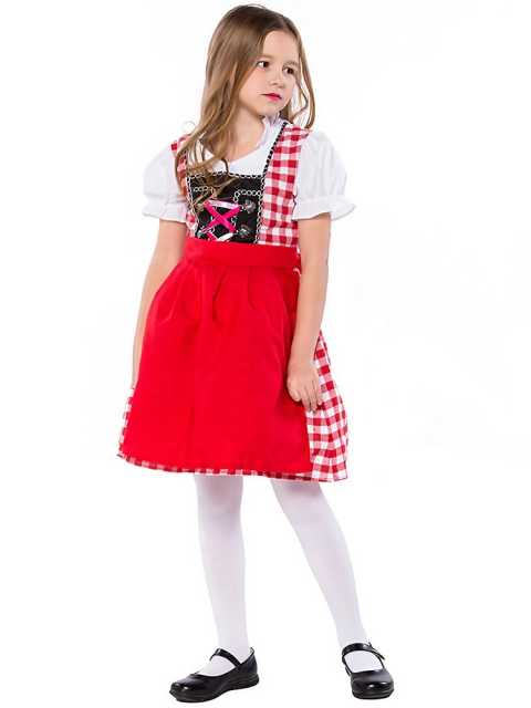 Wholesale Traditional German Dirndl - Red Checkered Dress