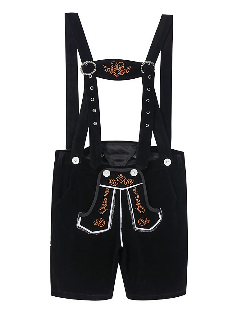 Wholesale Oktoberfest & Halloween Costumes for Adults - Brown/Black Suspender Shorts & Checkered Shirts | Festival Costumes Wholesale