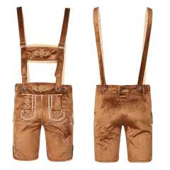 Wholesale Oktoberfest & Halloween Costumes for Adults - Brown/Black Suspender Shorts & Checkered Shirts | Festival Costumes Wholesale