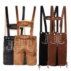 Wholesale Oktoberfest & Halloween Costumes for Adults - Brown/Black Suspender Shorts & Checkered Shirts | Festival Costumes Wholesale