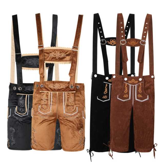 Wholesale Oktoberfest & Halloween Costumes for Adults - Brown/Black Suspender Shorts & Checkered Shirts | Festival Costumes Wholesale
