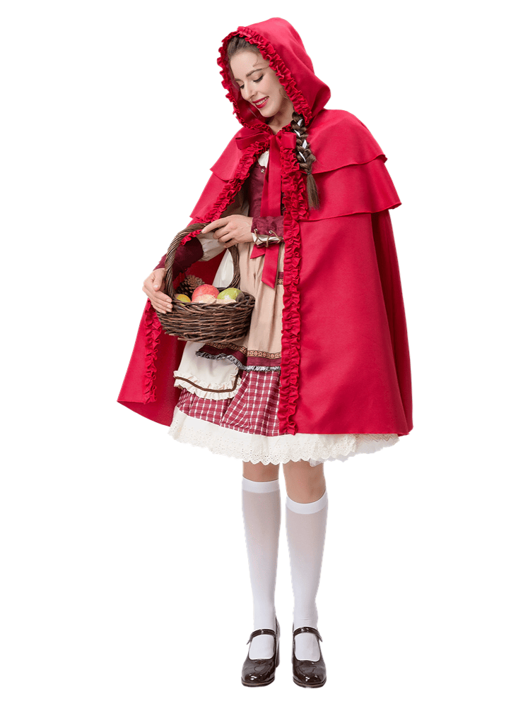 Women’s Vintage Ruffle Little Red Riding Hood Costume – Wholesale