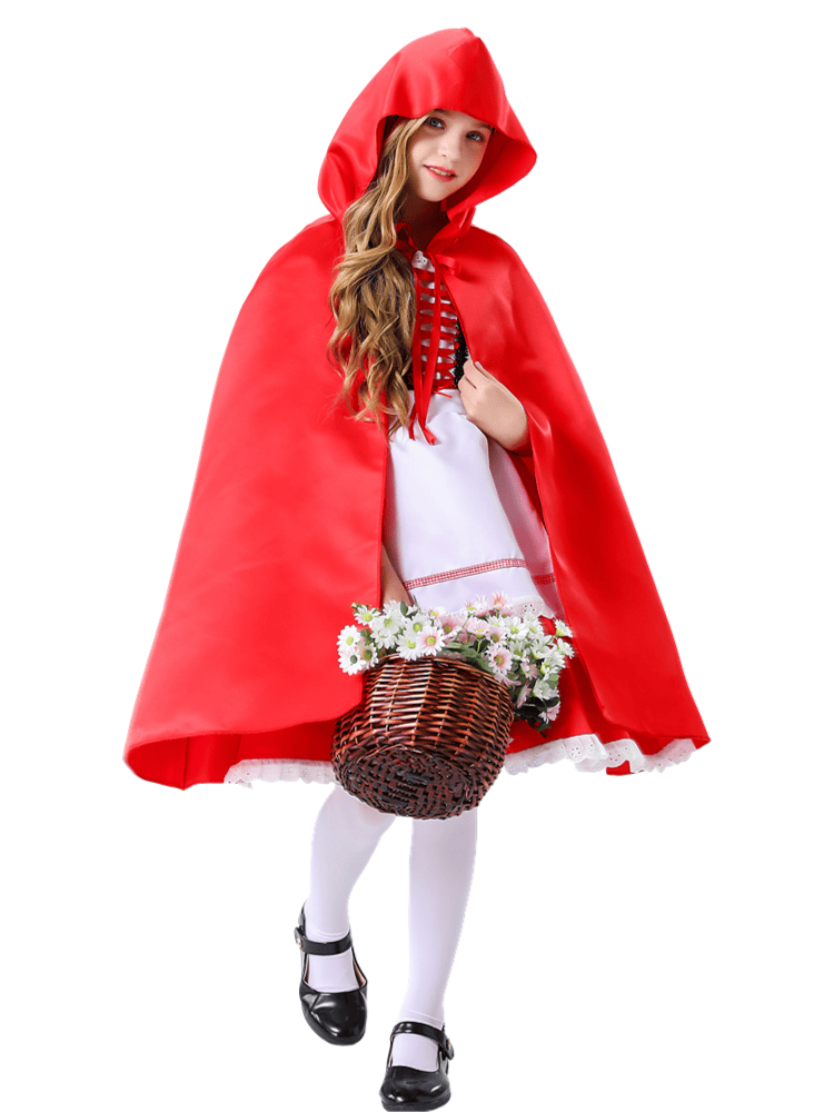 Girl’s Classic Lace-Trimmed Little Red Riding Hood Costume