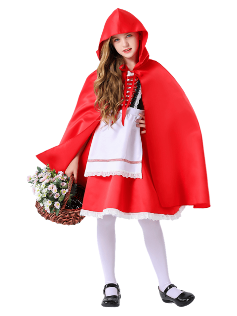 Girl’s Classic Lace-Trimmed Little Red Riding Hood Costume