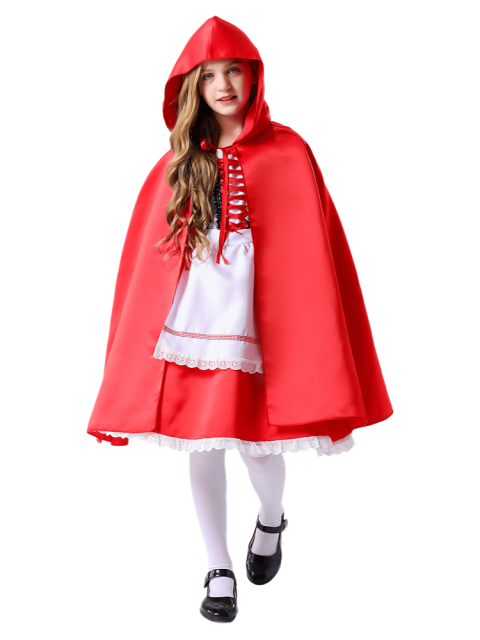 Girl’s Classic Lace-Trimmed Little Red Riding Hood Costume