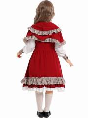Girl’s Vintage Plaid Ruffle Little Red Riding Hood Costume