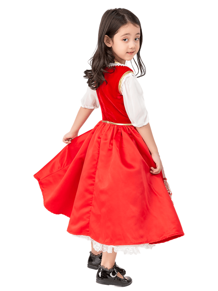 Girls’ Classic Embroidered Little Red Riding Hood Costume – Wholesale