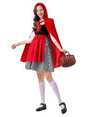 Women's Classic Checkered Little Red Riding Hood Costume