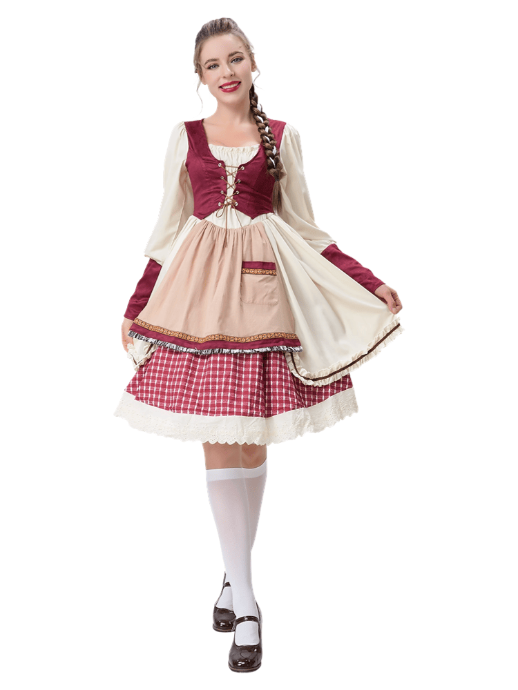 Women’s Vintage Ruffle Little Red Riding Hood Costume – Wholesale