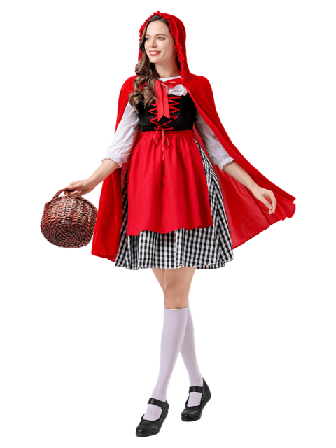 Women's Classic Checkered Little Red Riding Hood Costume