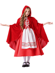 Girls’ Classic Embroidered Little Red Riding Hood Costume – Wholesale