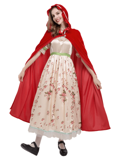 Women's Floral Vintage Little Red Riding Hood Costume