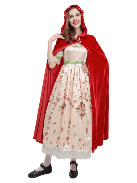 Women's Floral Vintage Little Red Riding Hood Costume