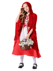 Girls’ Classic Embroidered Little Red Riding Hood Costume – Wholesale