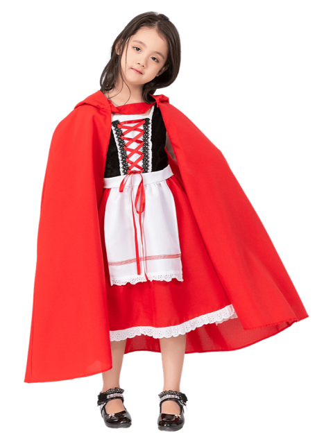 Girl’s Classic Lace-Trimmed Little Red Riding Hood Costume