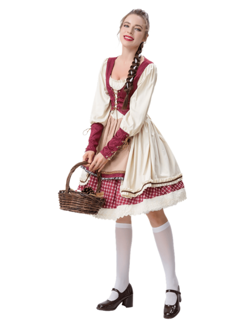 Women’s Vintage Ruffle Little Red Riding Hood Costume – Wholesale
