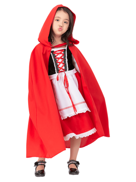 Girl’s Classic Lace-Trimmed Little Red Riding Hood Costume