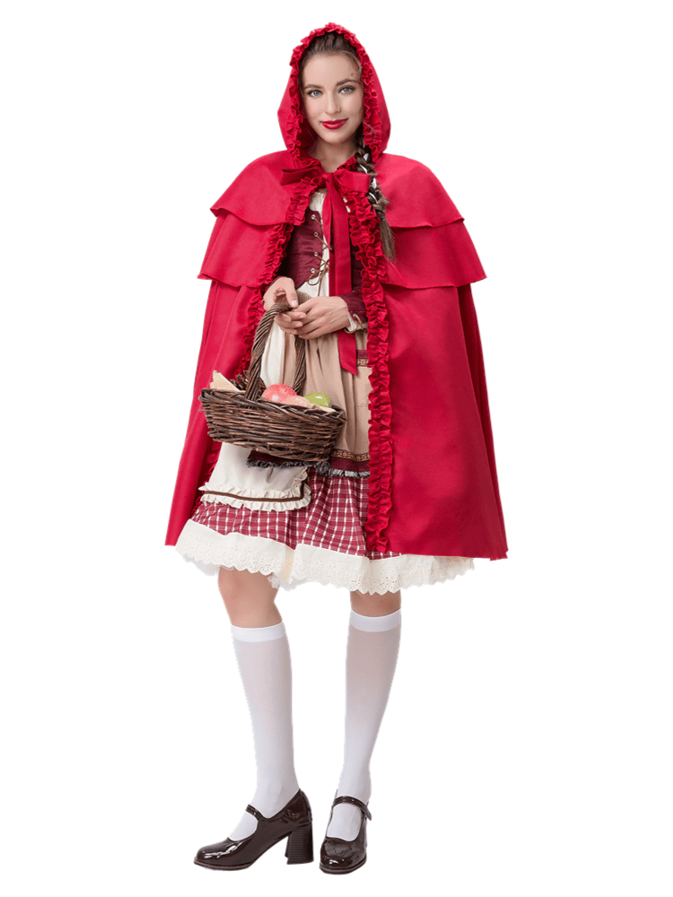 Women’s Vintage Ruffle Little Red Riding Hood Costume – Wholesale