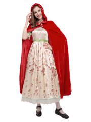 Women's Floral Vintage Little Red Riding Hood Costume