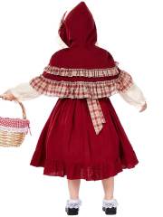 Toddler Girl’s Vintage Plaid Ruffle Little Red Riding Hood Costume