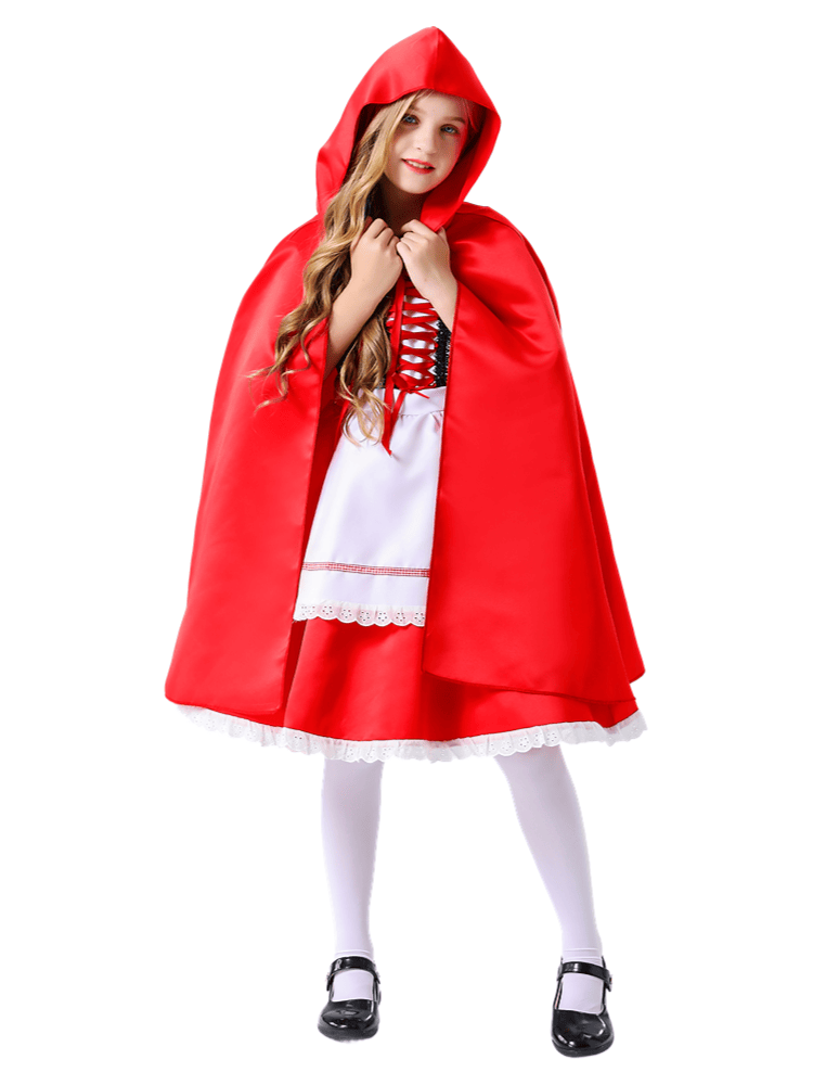 Girl’s Classic Lace-Trimmed Little Red Riding Hood Costume