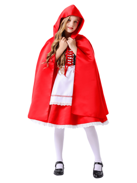 Girl’s Classic Lace-Trimmed Little Red Riding Hood Costume