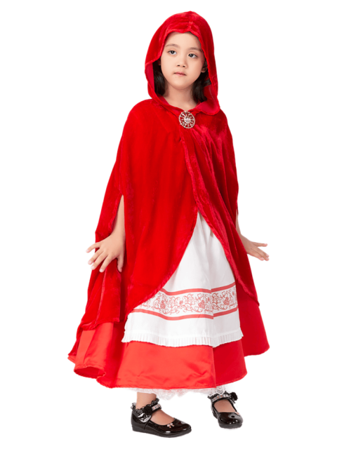 Girls’ Classic Embroidered Little Red Riding Hood Costume – Wholesale