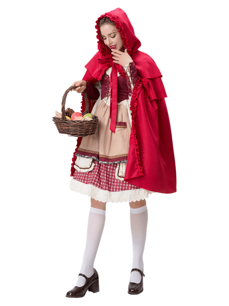 Women’s Vintage Ruffle Little Red Riding Hood Costume – Wholesale