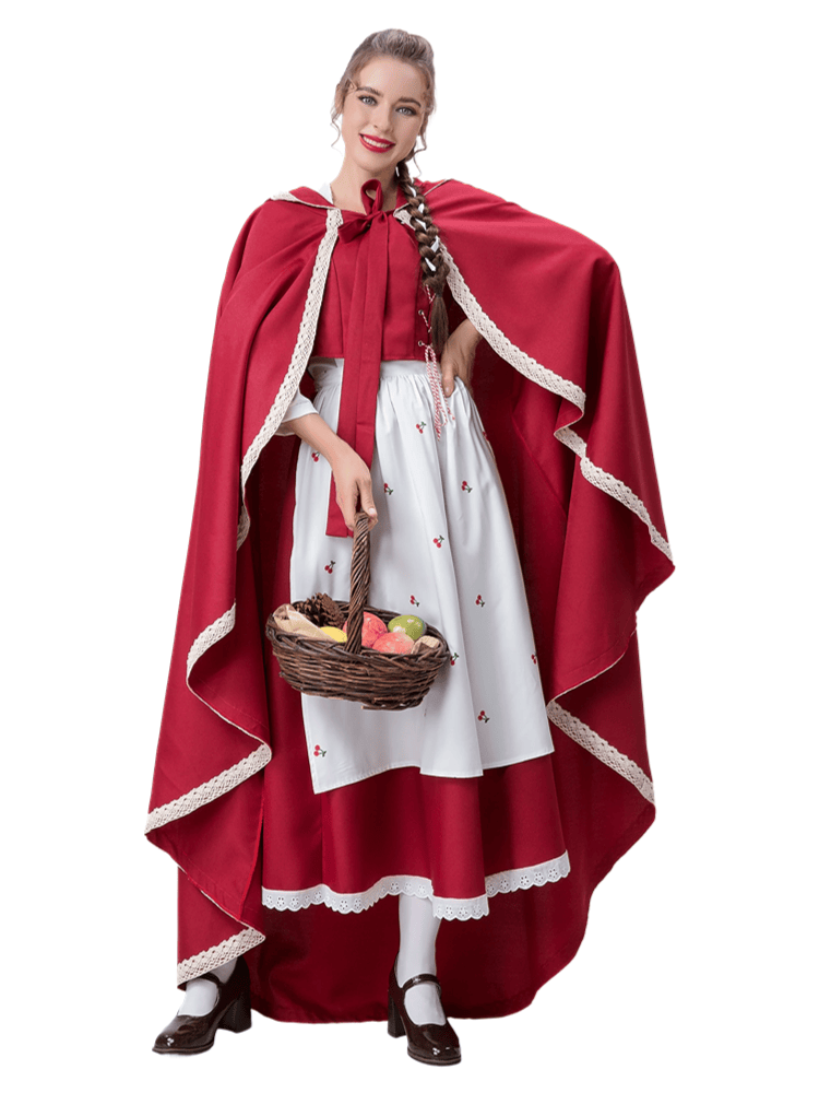 Women's Cherry-Printed Little Red Riding Hood Costume
