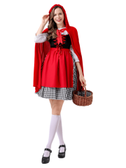 Women's Classic Checkered Little Red Riding Hood Costume