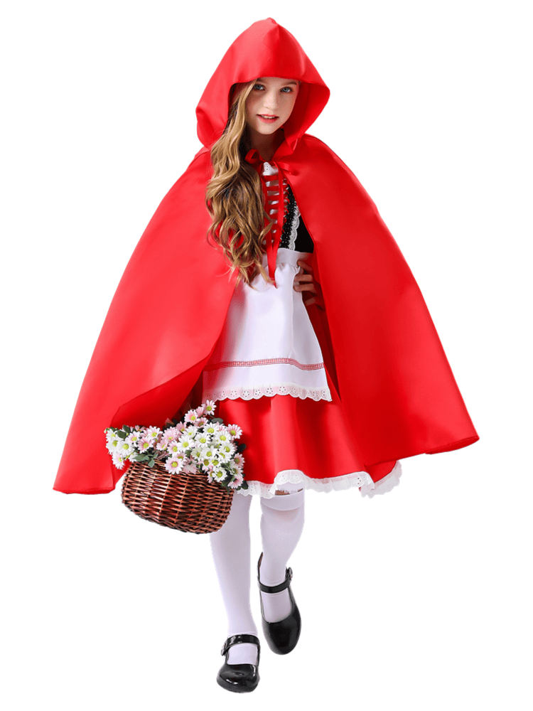 Girl’s Classic Lace-Trimmed Little Red Riding Hood Costume