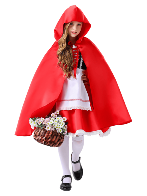 Girl’s Classic Lace-Trimmed Little Red Riding Hood Costume