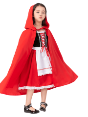 Girl’s Classic Lace-Trimmed Little Red Riding Hood Costume