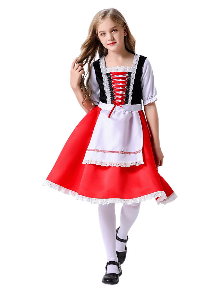 Girl’s Classic Lace-Trimmed Little Red Riding Hood Costume