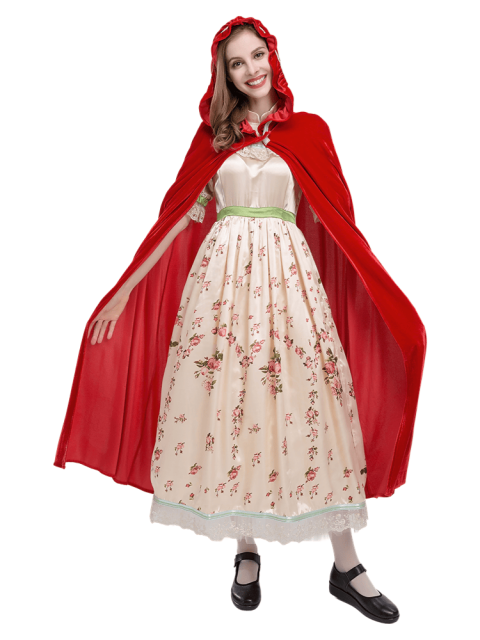 Women's Floral Vintage Little Red Riding Hood Costume