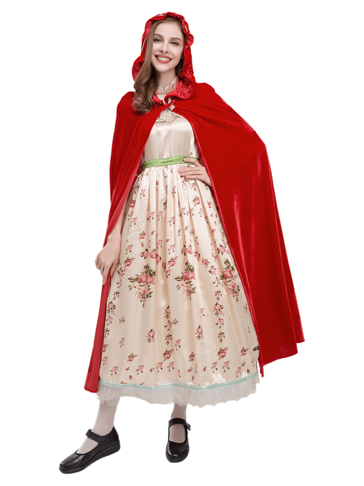 Women's Floral Vintage Little Red Riding Hood Costume