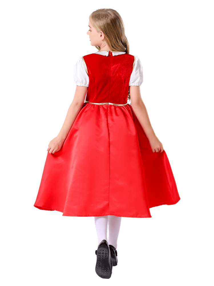 Girls’ Classic Embroidered Little Red Riding Hood Costume – Wholesale