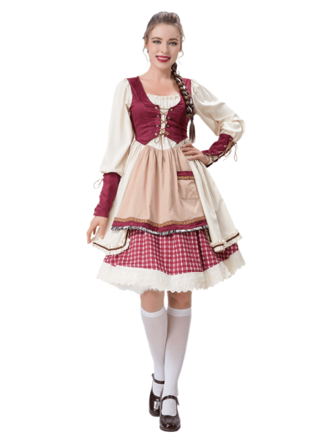 Women’s Vintage Ruffle Little Red Riding Hood Costume – Wholesale