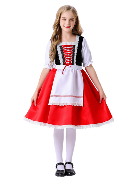 Girl’s Classic Lace-Trimmed Little Red Riding Hood Costume